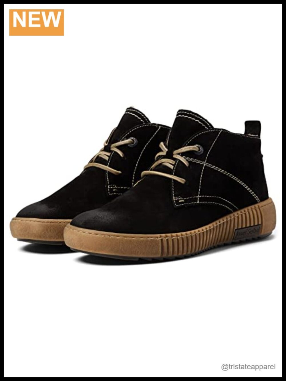 Women's Leather Moto Ankle Boots Flat Lace-Up Chukka - Black